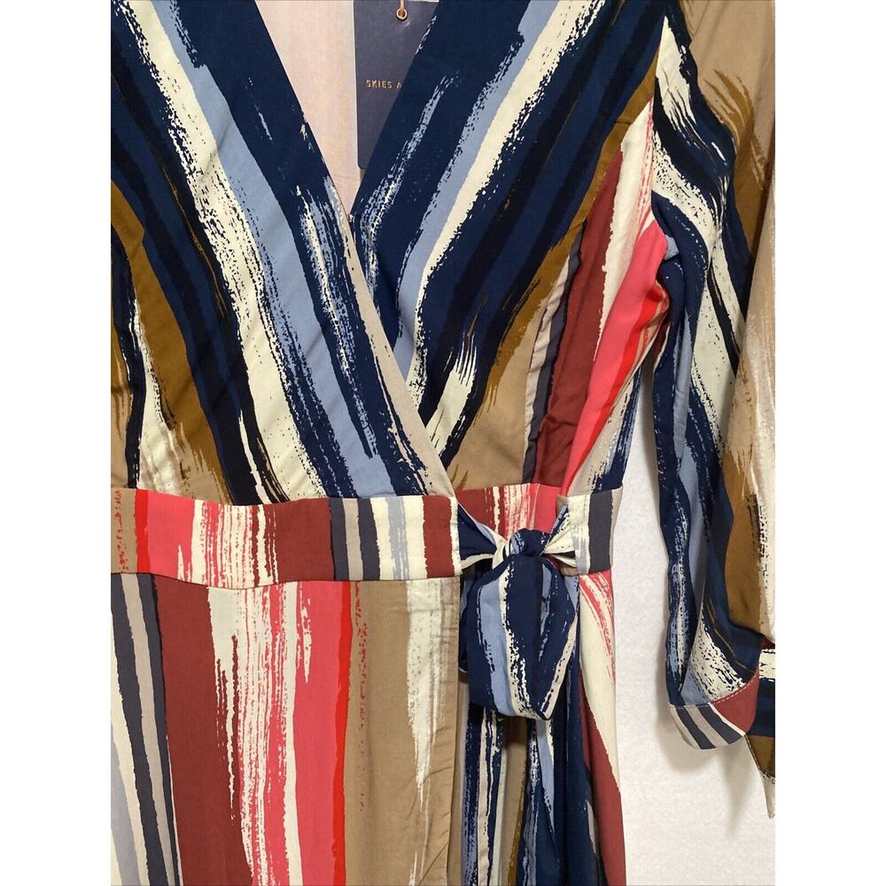 NWT Skies Are Blue Women's Small Paintbrush Striped Tiered Wrap Maxi Dress - Picture 3 of 11